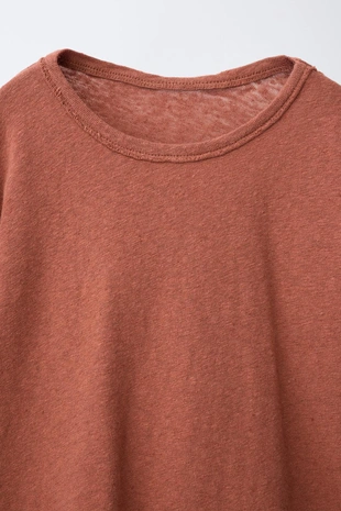 Однотонная футболка из льна и хлопка