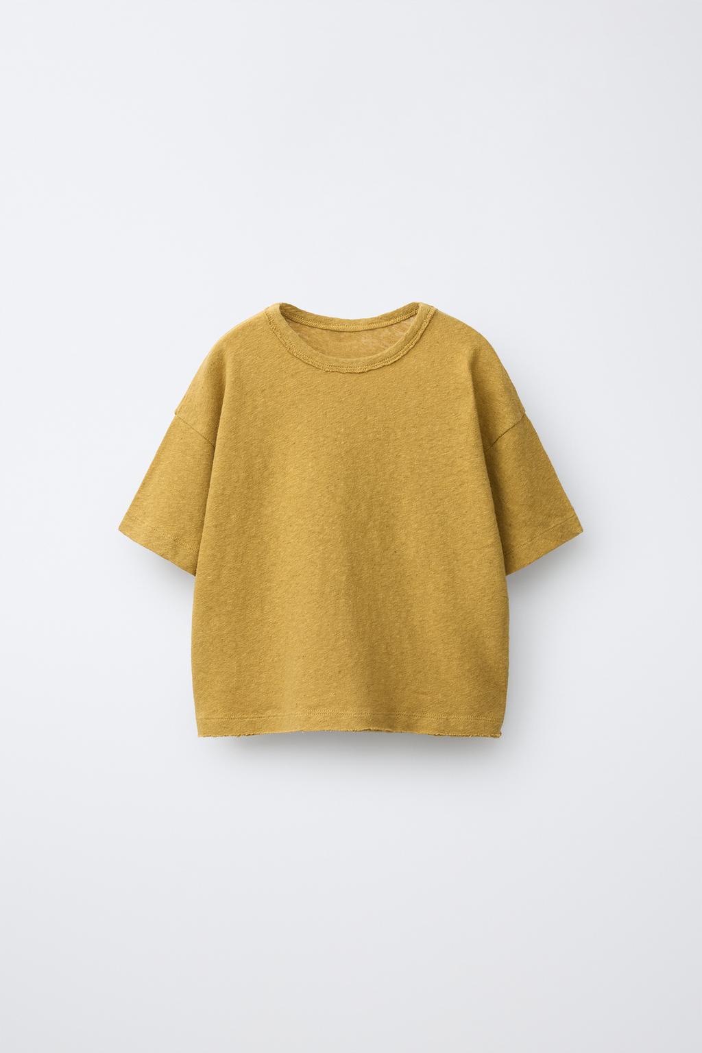 ОДНОТОННАЯ ФУТБОЛКА ИЗ ЛЬНА И ХЛОПКА