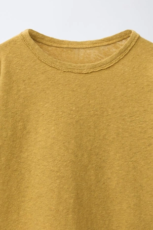 Однотонная футболка из льна и хлопка- Заказать в России