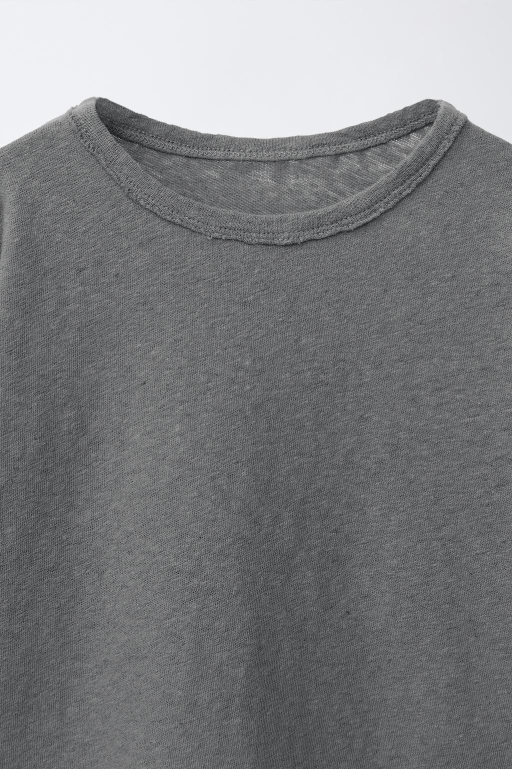 ОДНОТОННАЯ ФУТБОЛКА ИЗ ЛЬНА И ХЛОПКА