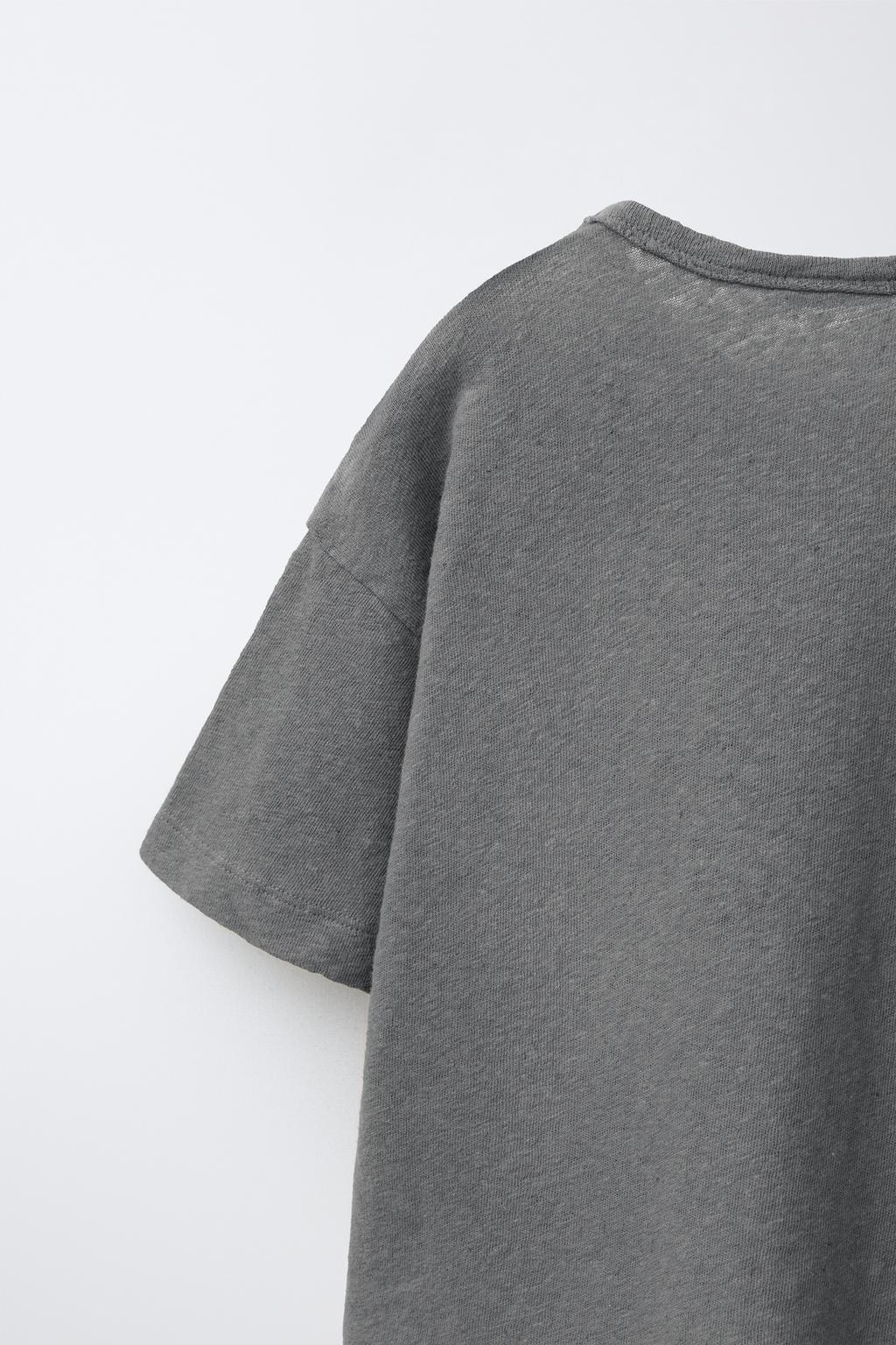 ОДНОТОННАЯ ФУТБОЛКА ИЗ ЛЬНА И ХЛОПКА