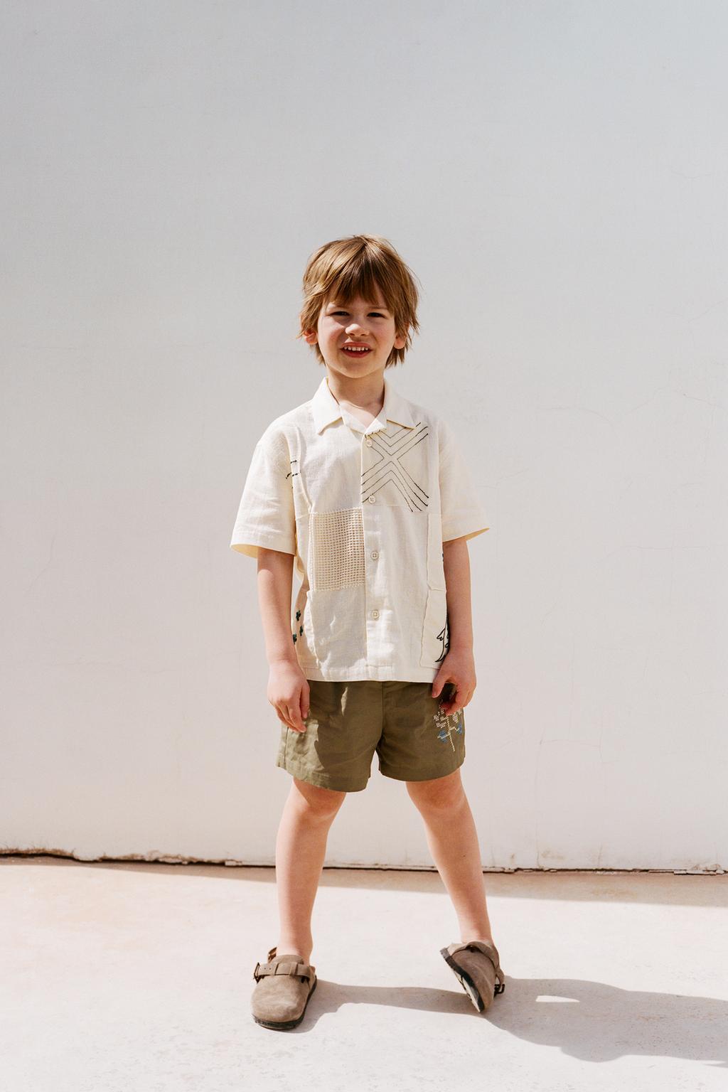 РУБАШКА С НАШИВКАМИ, ХЛОПОК И ЛЕН