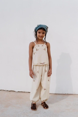 Топ из хлопка и льна с вышивкой крестом- Заказать в России