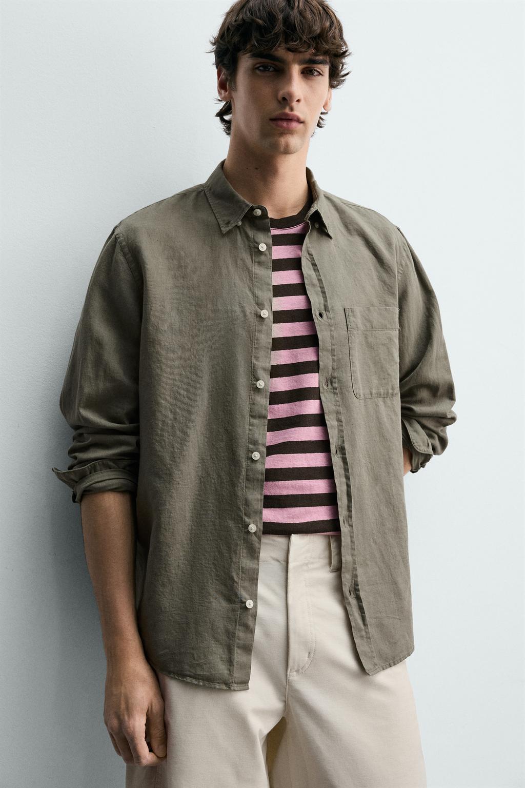 РУБАШКА REGULAR FIT ИЗ ЛЬНА И ХЛОПКА