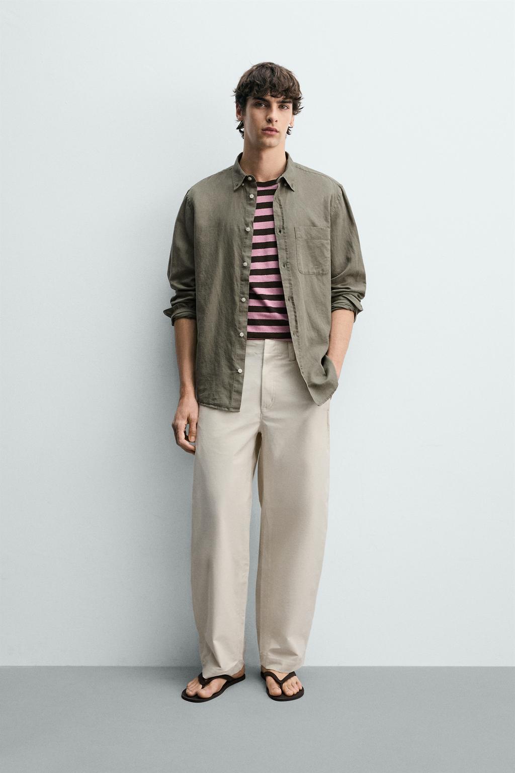 РУБАШКА REGULAR FIT ИЗ ЛЬНА И ХЛОПКА