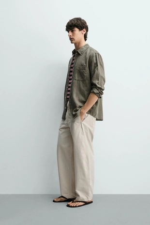 Рубашка Regular Fit из льна и хлопка