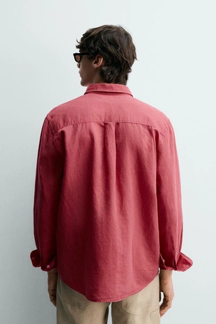 Рубашка Regular Fit из льна и хлопка