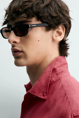 Рубашка Regular Fit из льна и хлопка- Заказать в России