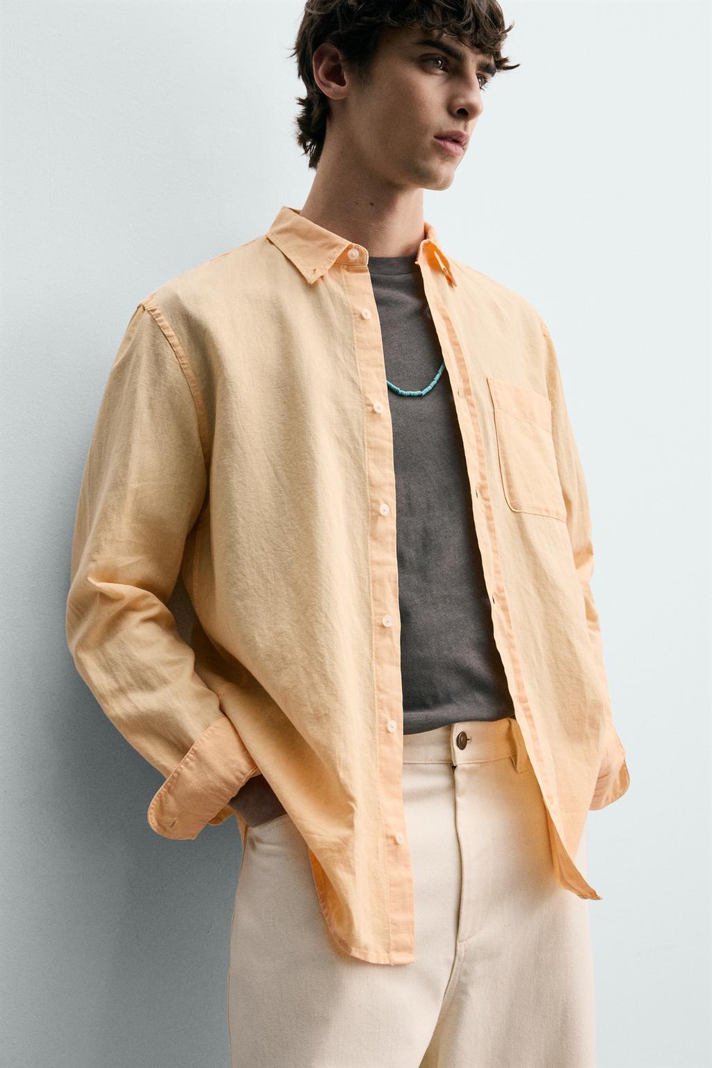 РУБАШКА REGULAR FIT ИЗ ЛЬНА И ХЛОПКА