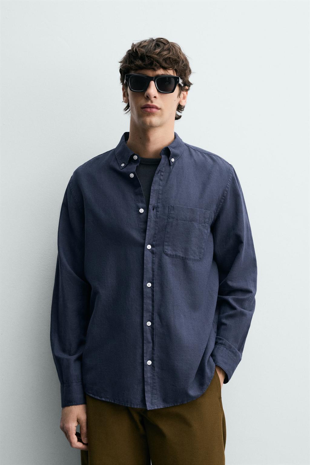 РУБАШКА REGULAR FIT ИЗ ЛЬНА И ХЛОПКА