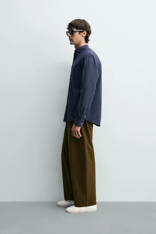 Рубашка Regular Fit из льна и хлопка- Заказать в России