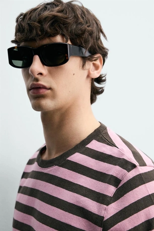 Жаккардовая футболка в полоску- Заказать в России