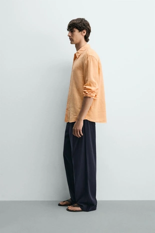 Рубашка из 100% льна- Заказать в России