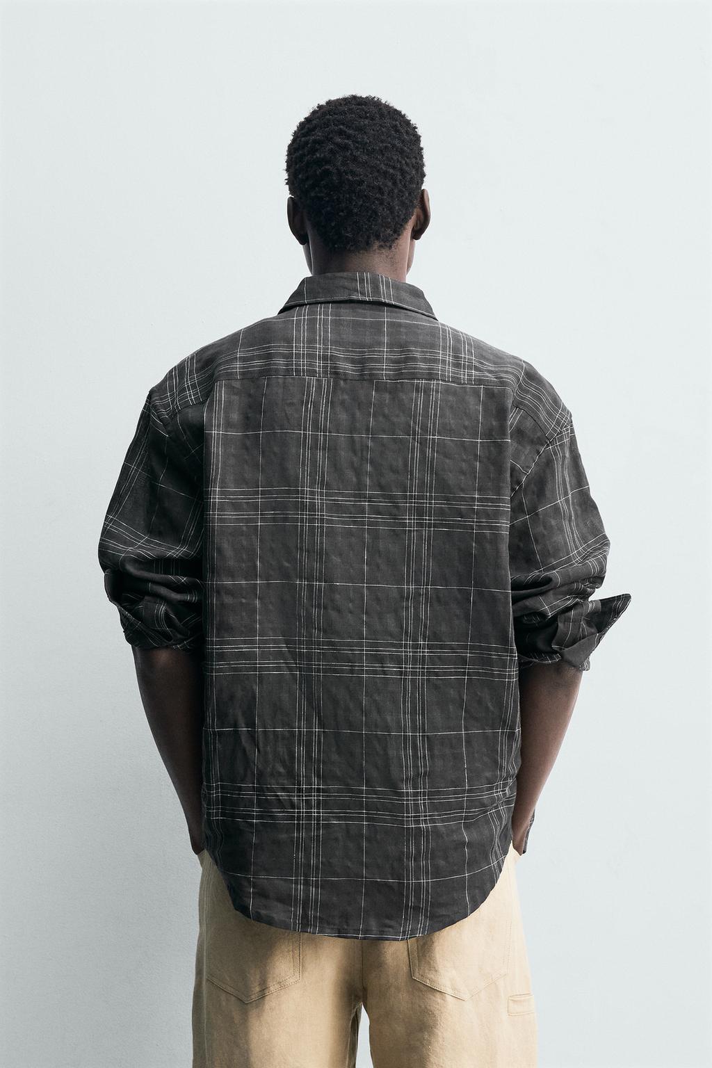 РУБАШКА В КЛЕТКУ ИЗ ЛЬНА И ХЛОПКА