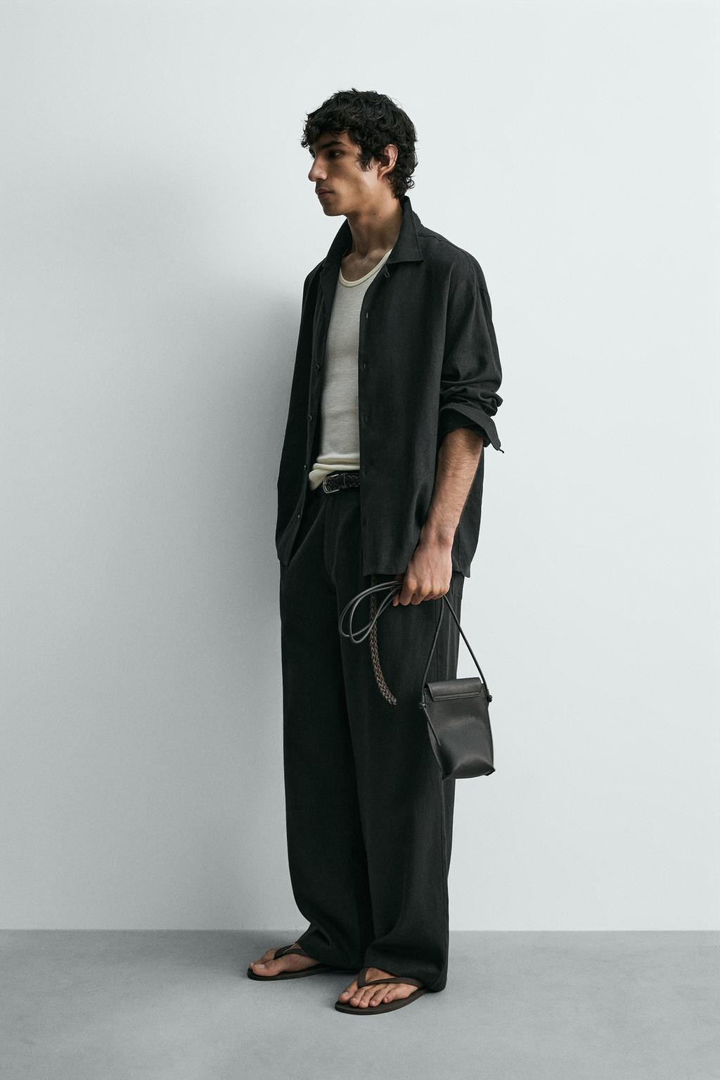 РУБАШКА СВОБОДНОГО КРОЯ ИЗО ЛЬНА И ВИСКОЗЫ