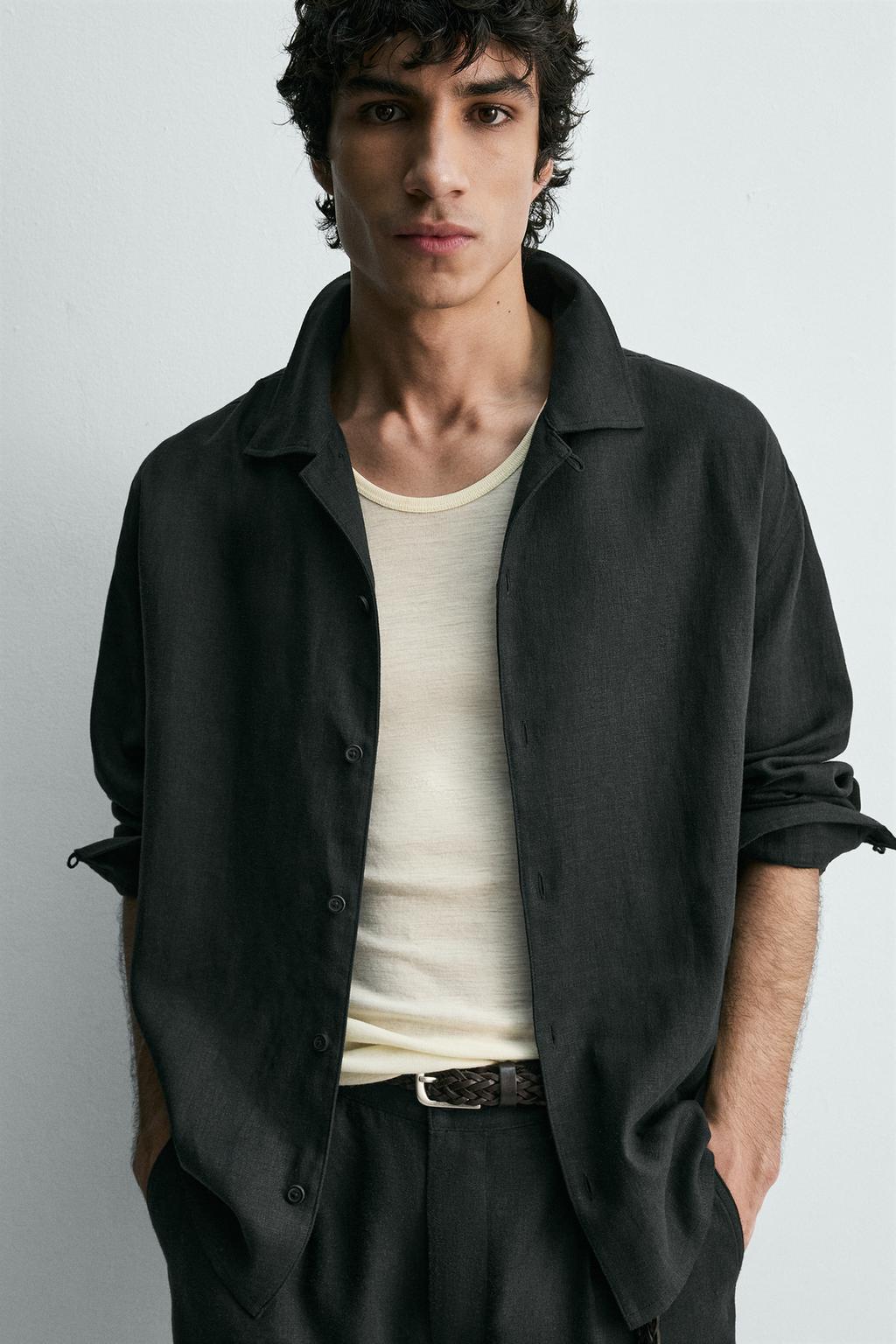 РУБАШКА СВОБОДНОГО КРОЯ ИЗО ЛЬНА И ВИСКОЗЫ