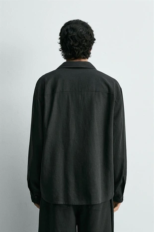 Рубашка свободного кроя изо льна и вискозы- Заказать в России