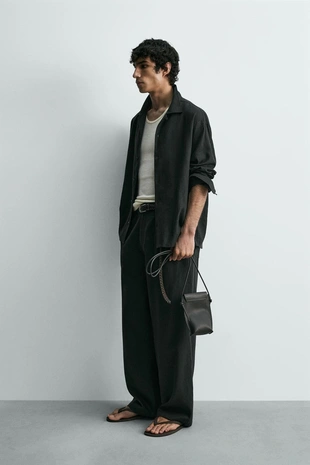 Рубашка свободного кроя изо льна и вискозы- Заказать в России