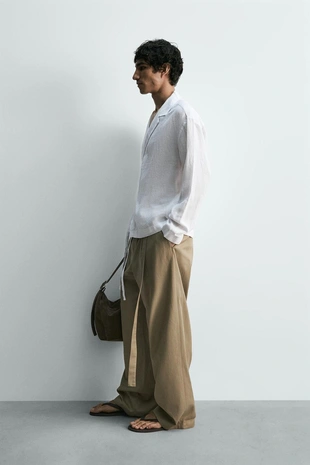 Рубашка из 100% льна с бантом- Заказать в России