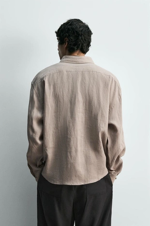 Рубашка-поло из 100% льна- Заказать в России