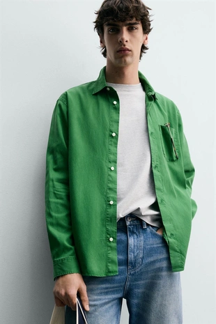 Рубашка Regular Fit из лиоцелла и хлопка- Заказать в России