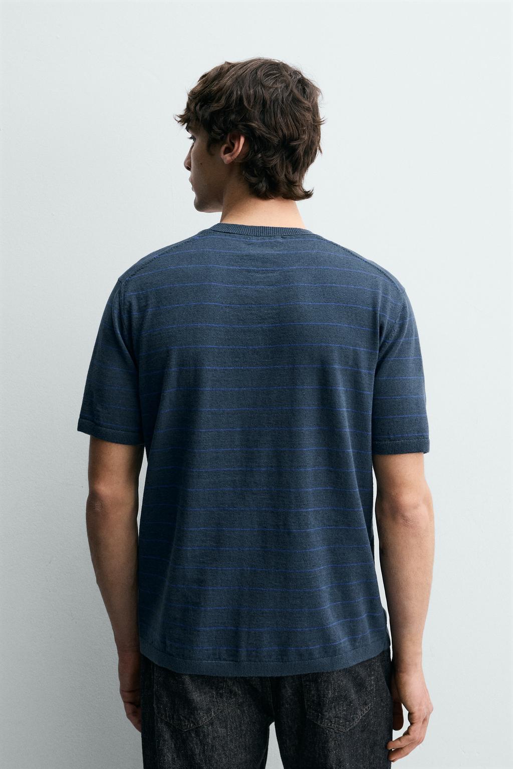 ФУТБОЛКА В ПОЛОСКУ ИЗ ХЛОПКА И ЛЬНА