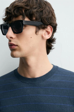 Футболка в полоску из хлопка и льна- Заказать в России