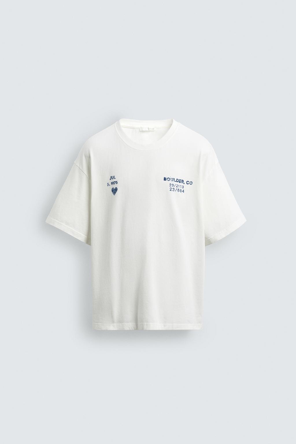 ФУТБОЛКА С ПРИНТАМИ И ЭФФЕКТОМ ПОТЕРТОСТИ