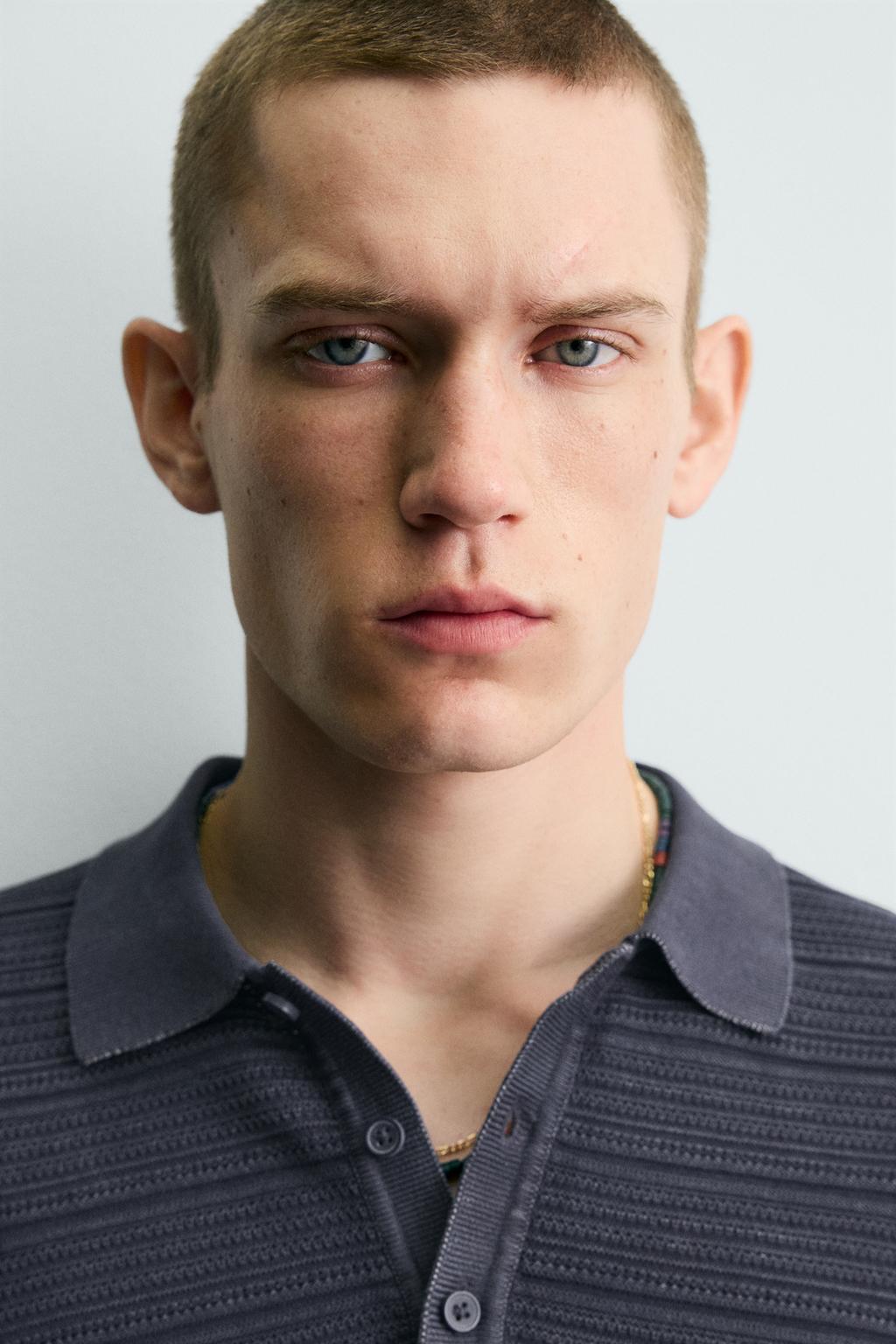 ПОЛО RELAXED FIT ИЗ СТРУКТУРНОГО ТРИКОТАЖА С ЭФФЕКТОМ ПОТЕРТОСТИ