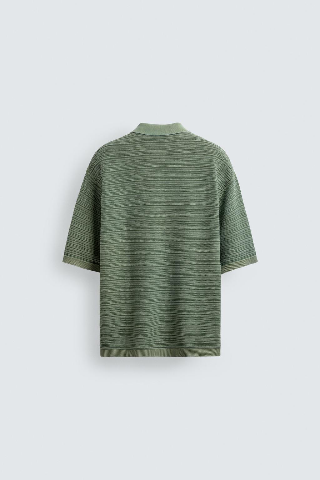 ПОЛО RELAXED FIT ИЗ СТРУКТУРНОГО ТРИКОТАЖА С ЭФФЕКТОМ ПОТЕРТОСТИ