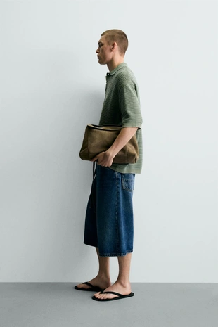 Поло Relaxed Fit из структурного трикотажа с эффектом потертости- Заказать в России