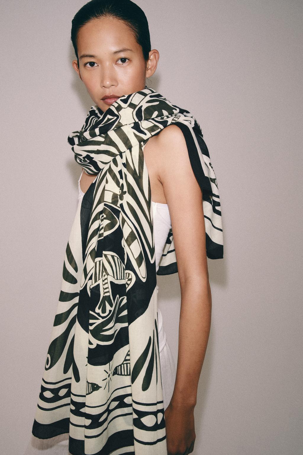 ШАРФ ИЗ ХЛОПКА С ПРИНТОМ