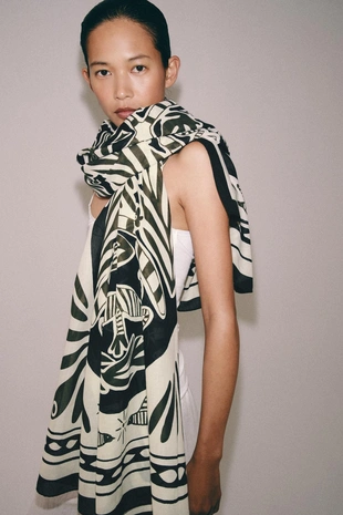 Шарф из хлопка с принтом- Заказать в России