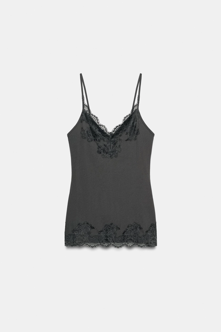 Топ с контрастным кружевом