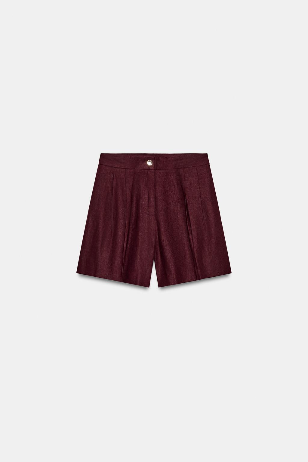 БЕРМУДЫ ИЗ СМЕСОВОГО ЛЬНА С ЗАЩИПАМИ