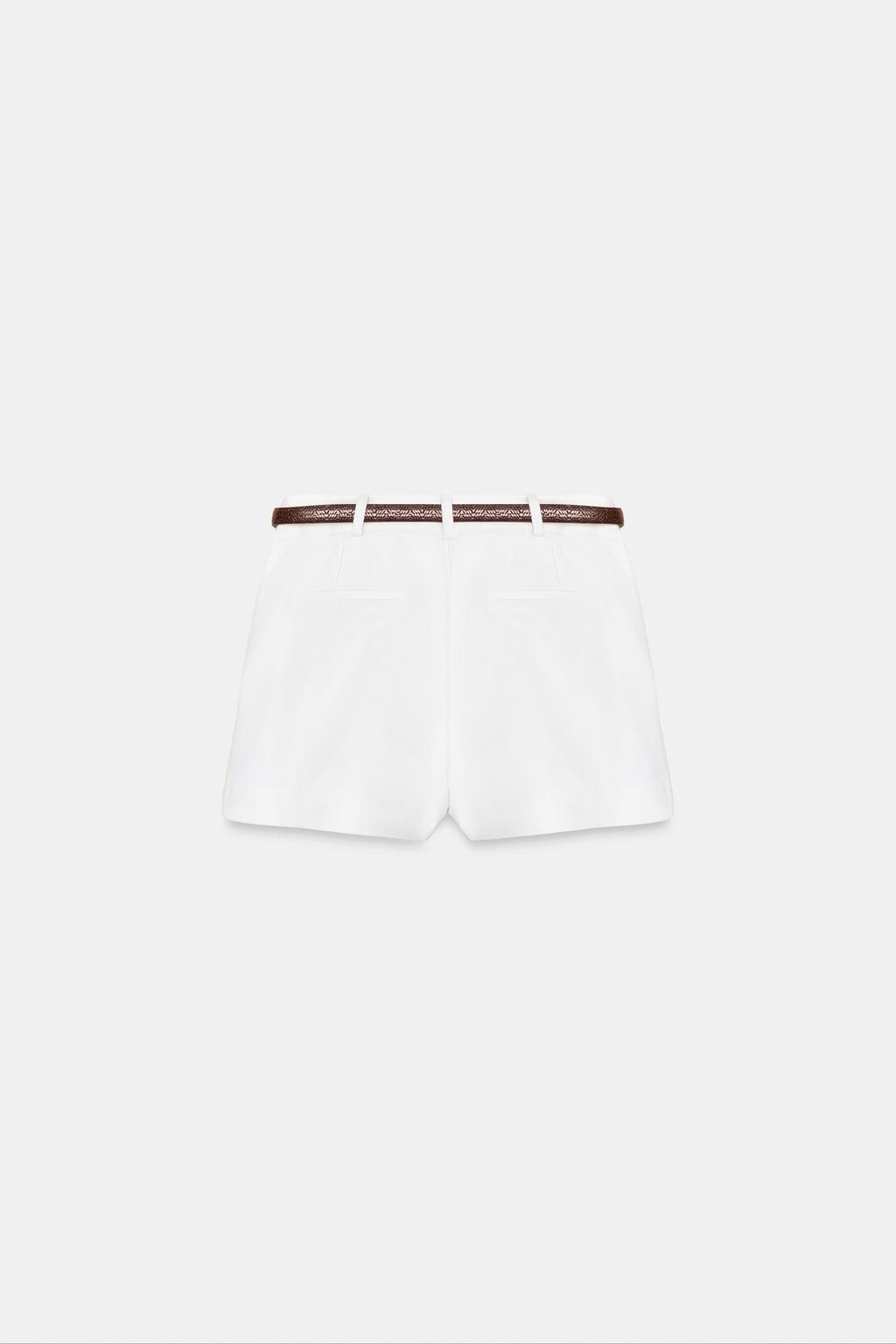 ШОРТЫ-БЕРМУДЫ С ВЫСОКОЙ ПОСАДКОЙ И РЕМНЕМ