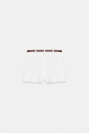 Шорты-бермуды с высокой посадкой и ремнем- Заказать в России