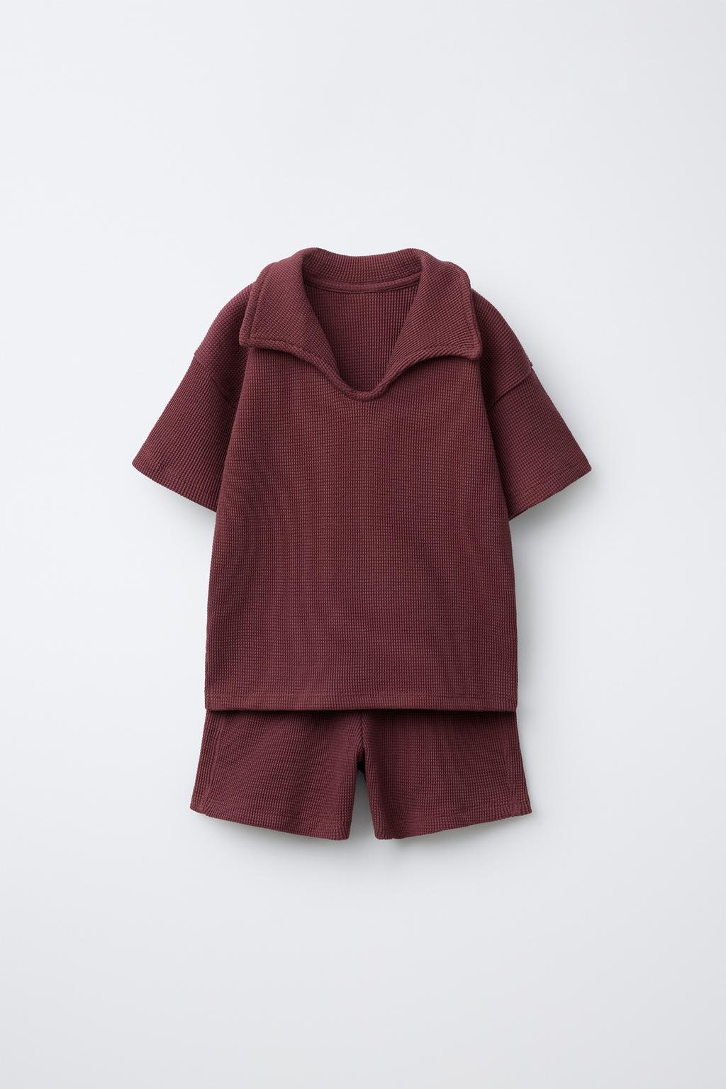 Набор из вафельной плитки: поло и шорты-джоггеры бермуды