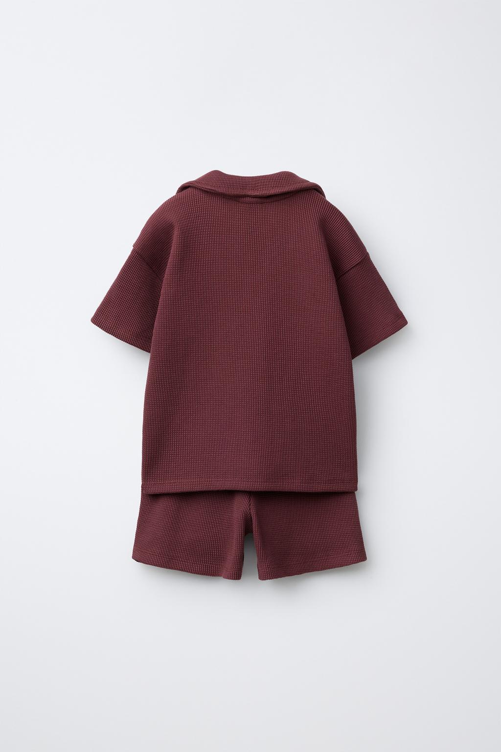 Набор из вафельной плитки: поло и шорты-джоггеры бермуды