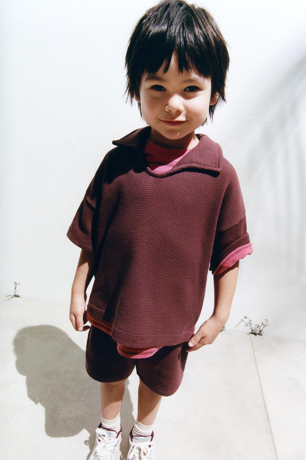 Набор из вафельной плитки: поло и шорты-джоггеры бермуды