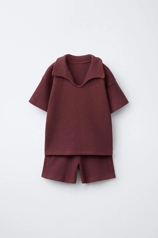 Набор из вафельной плитки: поло и шорты-джоггеры бермуды