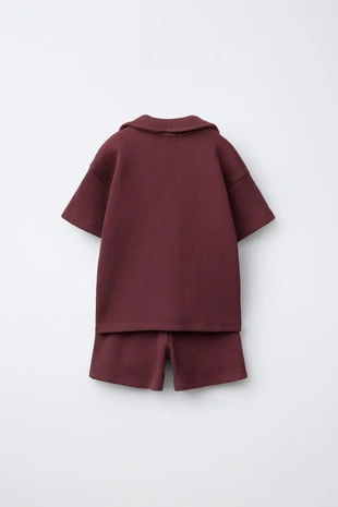 Набор из вафельной плитки: поло и шорты-джоггеры бермуды