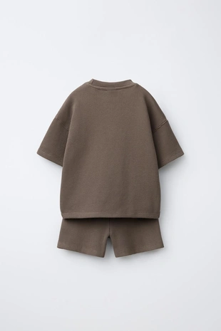 Комплект джоггинг из футболки и бермуд вафельного переплетения