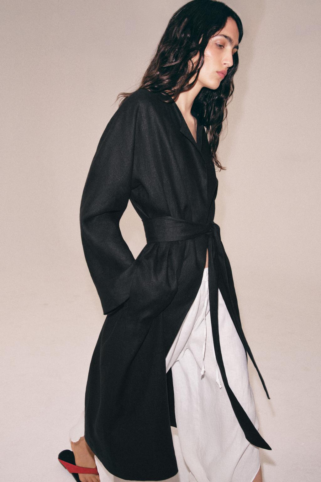 ПАЛЬТО ИЗ ЛЬНА С ПОЯСОМ — ZW COLLECTION