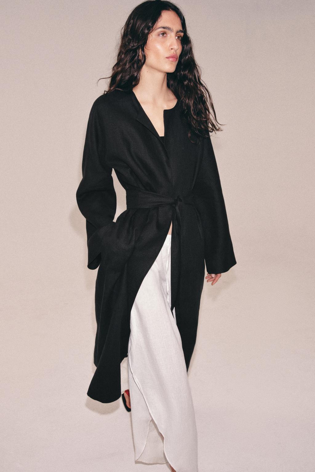 ПАЛЬТО ИЗ ЛЬНА С ПОЯСОМ — ZW COLLECTION