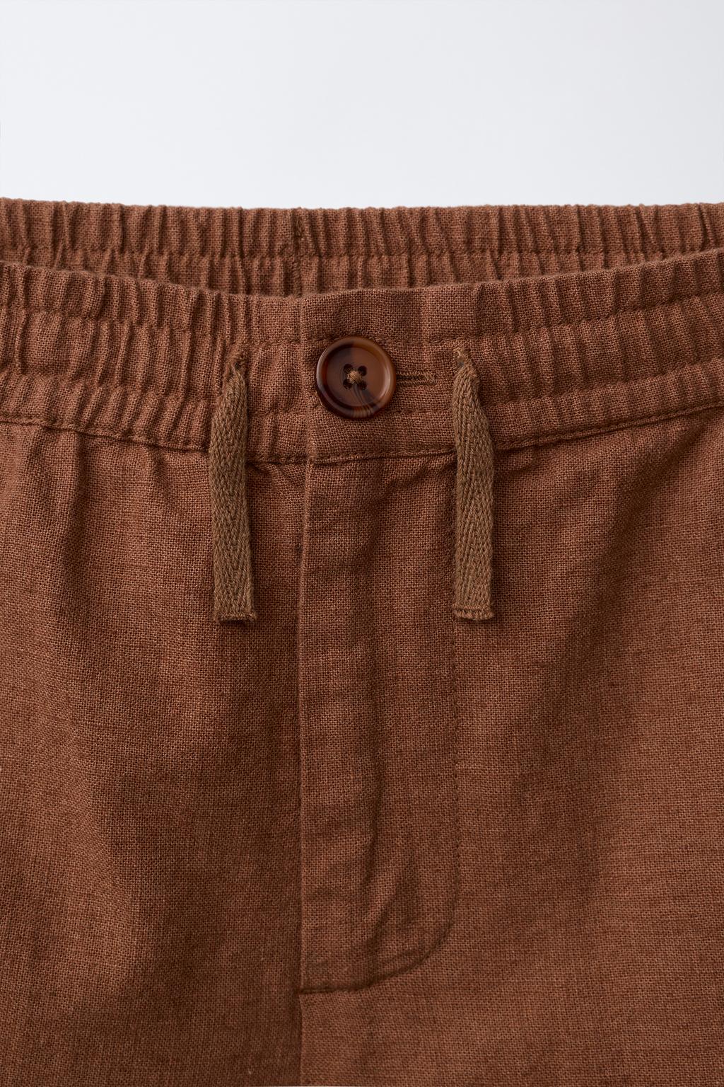 БЕРМУДЫ ИЗ СМЕСОВОГО ЛЬНА С ВЫШИВКОЙ