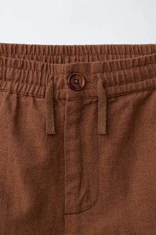 Бермуды из смесового льна с вышивкой- Заказать в России