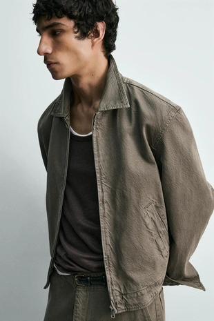 Куртка из хлопка с эффектом потертости- Заказать в России