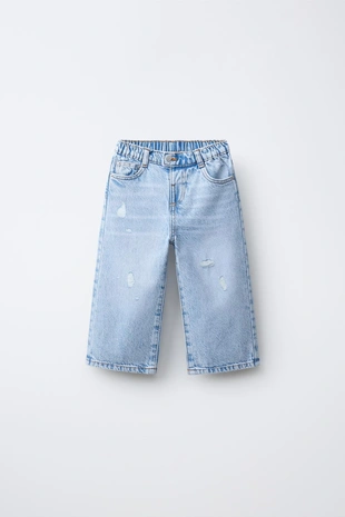 Джинсы Wide Leg с пуговицей в виде сердца- Заказать в России