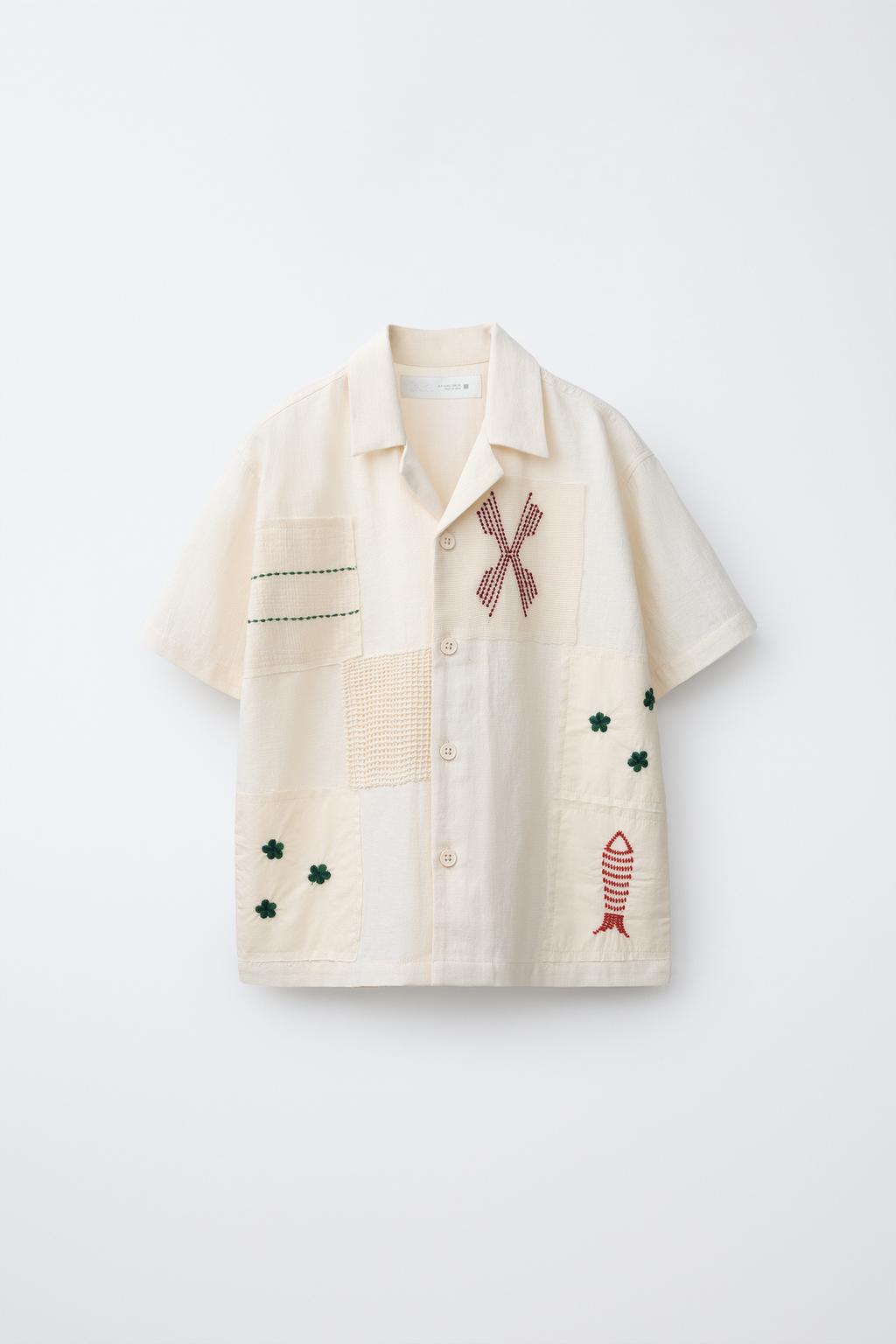 РУБАШКА ПЭЧВОРК С ВЫШИВКОЙ ИЗ ЛЬНА И ХЛОПКА